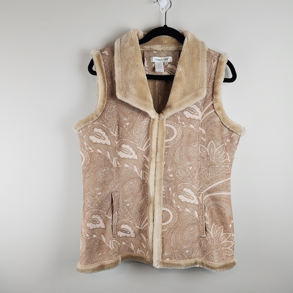 Coldwater Creek vest size M women faux suede fur pockets